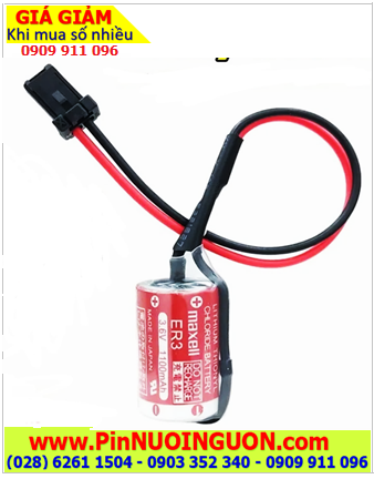 Maxell ER3 (Zắc nối Fanuc); Pin nuôi nguồn PLC Maxell ER3 lithium 3.6v 1/2AA 1100mAh, X.xứ Nhật